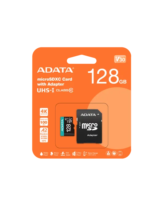 Micro SDXC Card 128G Class 10 4K Ultra HD support :  ADATA