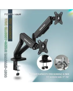 POWER TECH MA024E Dual Monitor Arm ជើងម៉ូនីទ័រ ចាប់ជាប់តុ